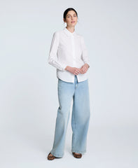 Poplin Button Front Shirt Pure White