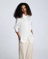 Satin Button Front Blouse Oyster