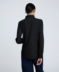 Knit Button Front Long Sleeve Shirt Black