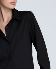 Knit Button Front Long Sleeve Shirt Black
