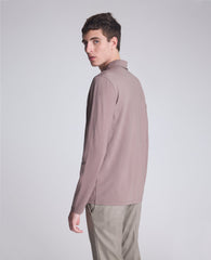 Performance Long Sleeve Johnny Collar Polo Brown