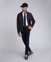 Mock Neck Full Zip Jacket Heather Brown