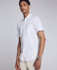 Short Sleeve Sportshirt with Chest Pocket White