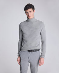 Foldover Turtleneck Sweater Grey/Heather