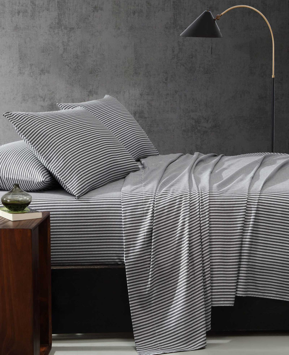 Twill Stripe Texture Sheet Set Black/White
