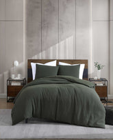 Solid Waffle Comforter Set Green