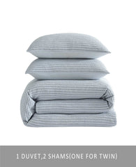 Solid Waffle Comforter Set Blue