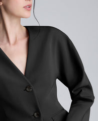 Luxe Twill Rounded Shoulder Jacket Black