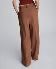 Melange High Rise Fly Front Double Pleat Wide Leg Pant Russet Melange