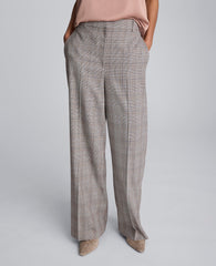 Plaid Wide Leg Pant Pewter Green Multi