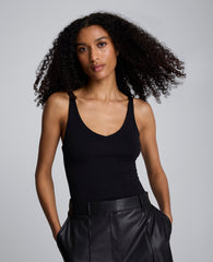 V-Neck Knit Tank Black