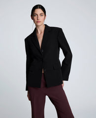 Luxe Twill Three Button Contoured Jacket Black