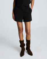 Luxe Twill Fly Front Short Black