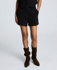 Luxe Twill Fly Front Short Black