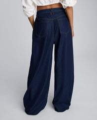 Drapey Denim Wide Leg Pant Ocean Rinse Wash