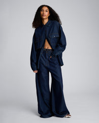 Drapey Denim Wide Leg Pant Ocean Rinse Wash