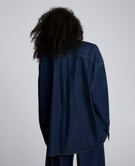 Drapey Denim Button Up Oversized Shirt Ocean Rinse Wash