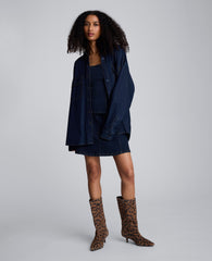 Drapey Denim Button Up Oversized Shirt Ocean Rinse Wash