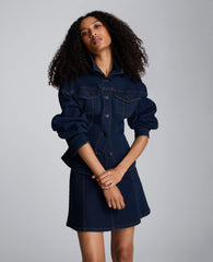 Long Sleeve Denim Corset Trucker Jacket Midnight Rinse Wash