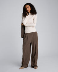 Mock Neck Long Sleeve Rib Chevron Sweater Almond Milk Heather