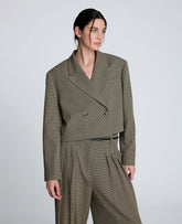 Houndstooth Cropped Double Breasted Jacket Black/Almond Milk