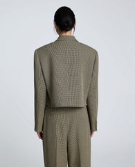 Houndstooth Cropped Double Breasted Jacket Black/Almond Milk