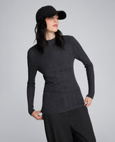 Long Sleeve Ribbed Mock Neck Sweater Med Heather Grey