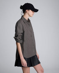 Stripe Poplin Button Front Shirt Sable Brown Multi