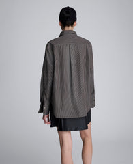 Stripe Poplin Button Front Shirt Sable Brown Multi