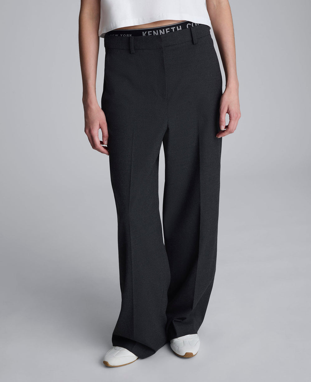 Flannel Wide Leg Pant Char Cole
