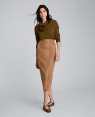 V-Neck Scarf Sweater Dk Moss