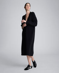 Long Button Front Cardigan Duster Black