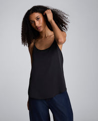 Scoop Neck Satin Cami Black
