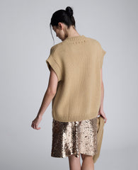 Sweater Vest With Detachable Scarf Gazelle Camel
