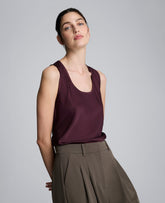 Satin Scoop Neck Tank Dk Aubergine