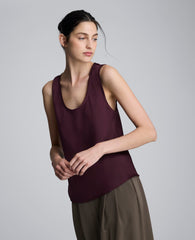 Satin Scoop Neck Tank Dk Aubergine
