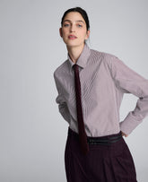 Boyfriend Button Down Shirt With Tie Dk Aubergine/ Pure Wt