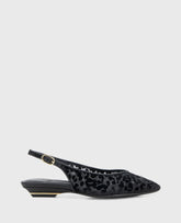 Berkette Leopard Flocked Mesh Slingback Black Leo Mesh