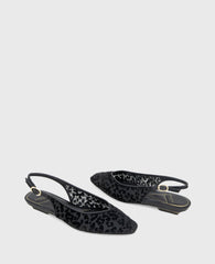 Berkette Leopard Flocked Mesh Slingback Black Leo Mesh
