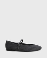Jasper Calf Hair Ballet Flat Charcole Calf Hair