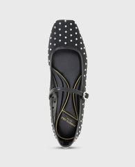 Jasper Mesh Micro Stud Ballet Flat Black Mesh