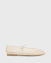 Jasper Mesh Micro Stud Ballet Flat Nude Mesh