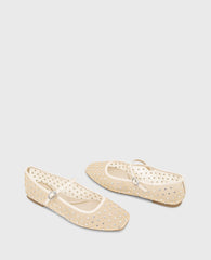 Jasper Mesh Micro Stud Ballet Flat Nude Mesh