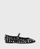 Jasper Suede Stud Ballet Flat Black