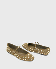 Jasper Suede Stud Ballet Flat Loden