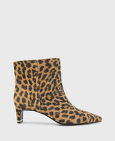 Miranda Suede Leopard Heel Bootie Leopard Suede