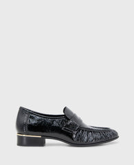 Reece Crinkle Patent Penny Loafer Black Patent