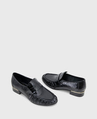 Reece Crinkle Patent Penny Loafer Black Patent