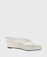 Susannah Leather Thong Wedge Sandal Ecru Leather