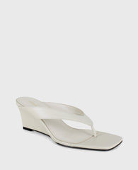 Susannah Leather Thong Wedge Sandal Ecru Leather